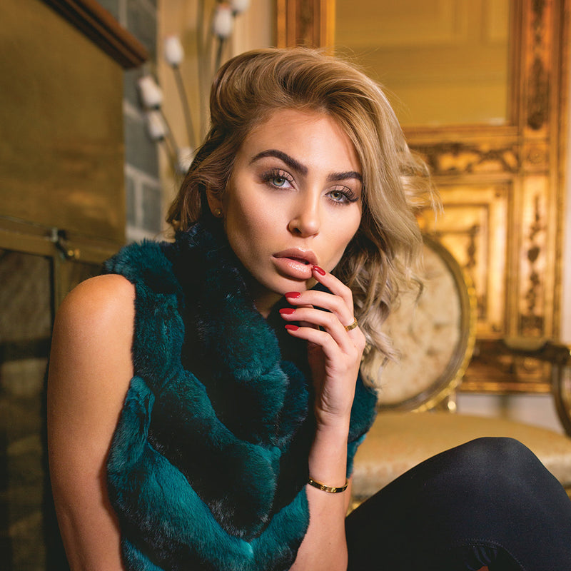 Jill - Green Chinchilla Vest