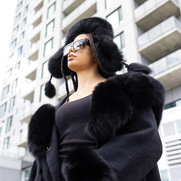 Black - Leather - Hat - With - Black - Fox
