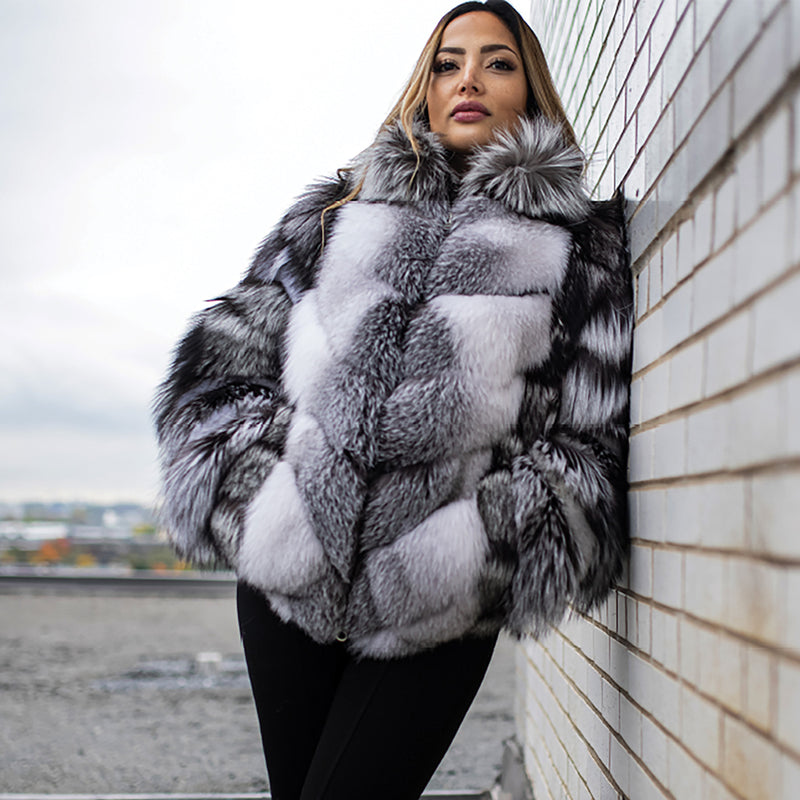 Mia - Marble & Silver Fox